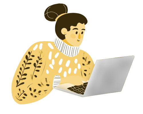 Woman Engrossefd in Laptop Work Illustration